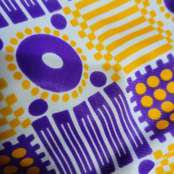 Vintage Skirt Set Purple Abstract Psychedelic Top Geo Block Print 60s 70s Medium - Picture 9 of 13